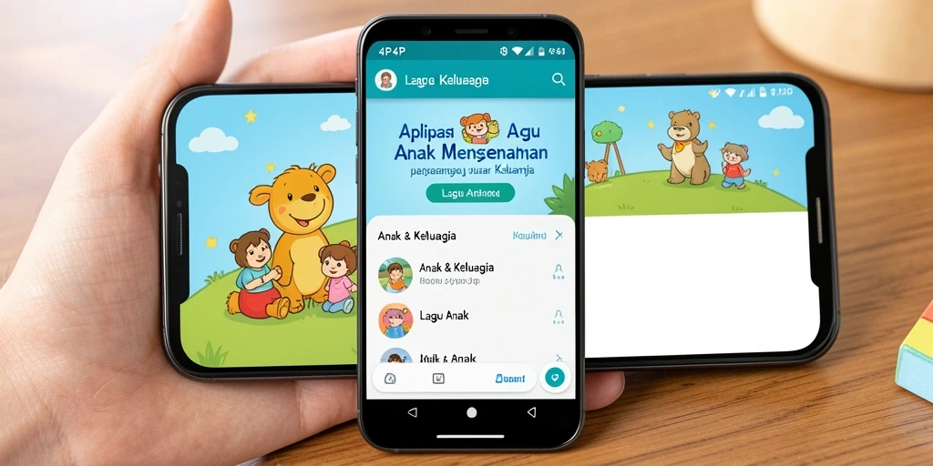 Antarmuka menarik aplikasi 4P4P untuk Lagu Anak