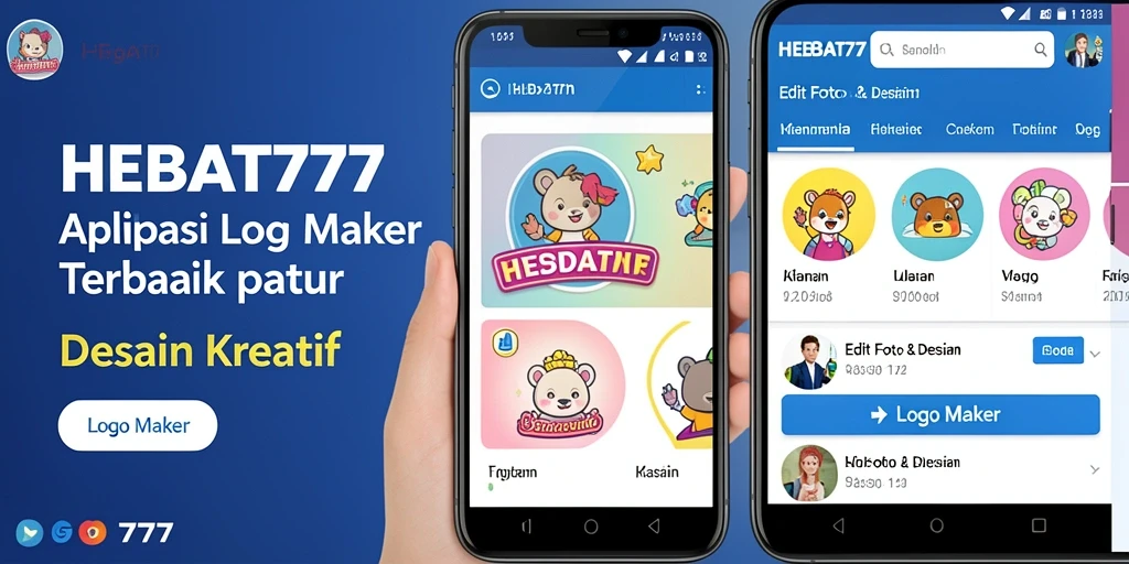 Screenshot utama HEBAT777 menampilkan antarmuka Logo Maker yang intuitif dan beragam fitur desain.
