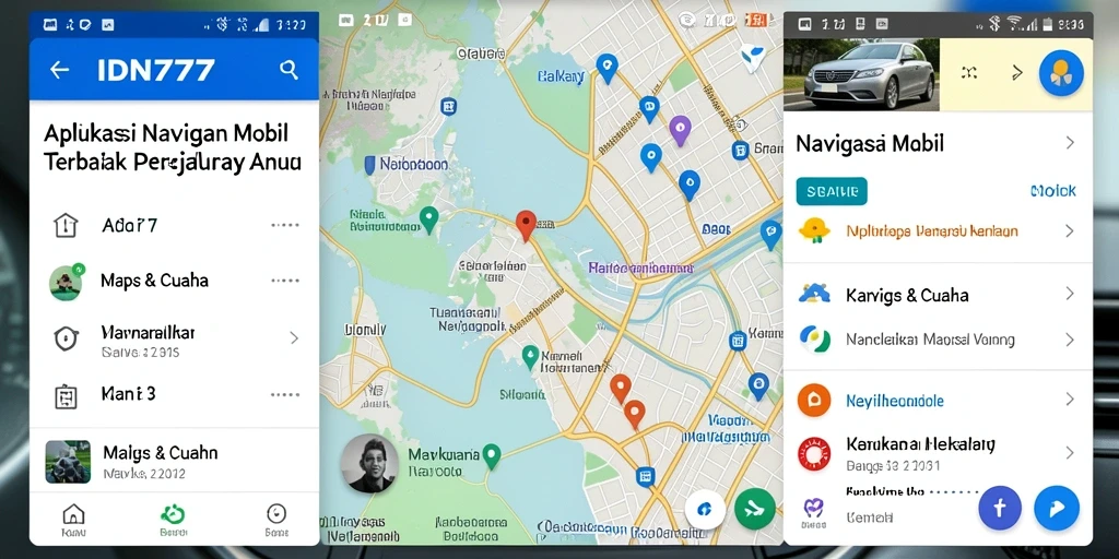 Antarmuka aplikasi IDN777 dengan fungsi Navigasi Mobil yang intuitif.