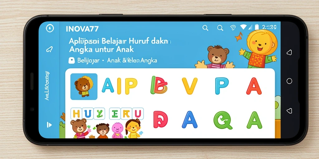 Antarmuka menarik dan interaktif untuk belajar huruf dan angka.