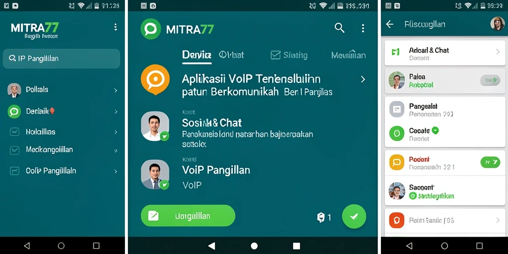 Antarmuka aplikasi MITRA77 yang menampilkan fitur panggilan VoIP.