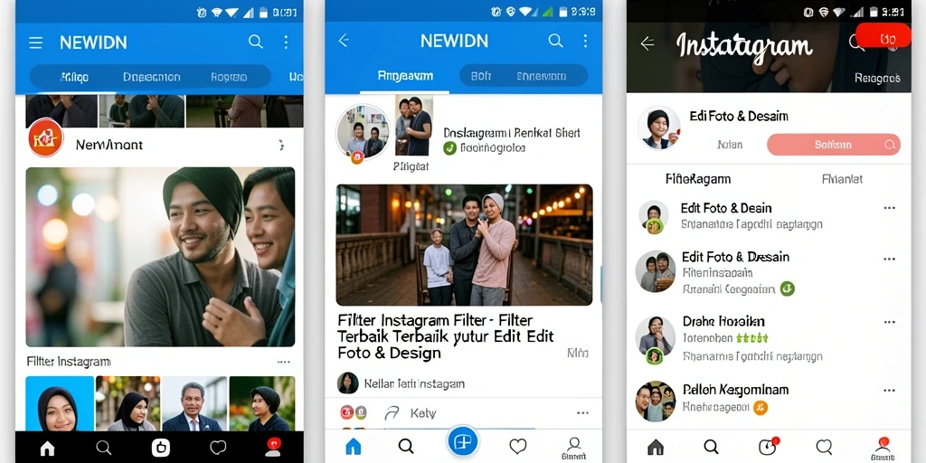 Antarmuka <strong>NEWIDN</strong> menampilkan fitur filter Instagram yang menarik.
