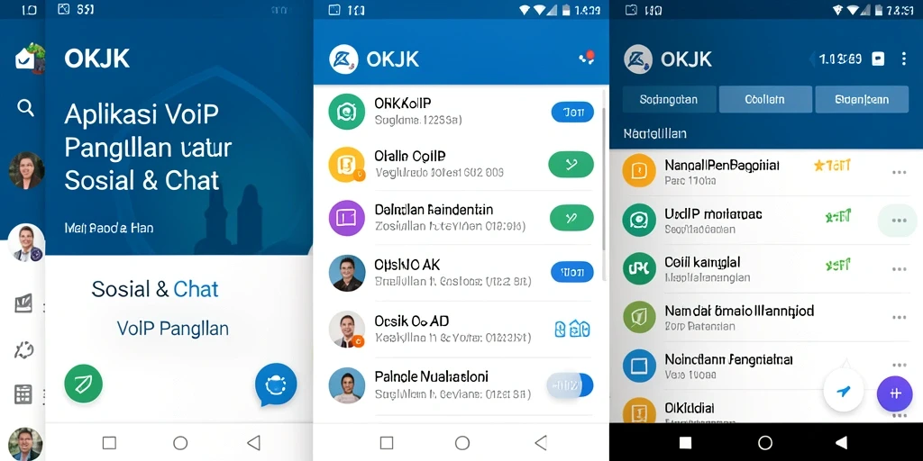 Tampilan antarmuka kelompok dalam aplikasi VoIP Panggilan OKJK.