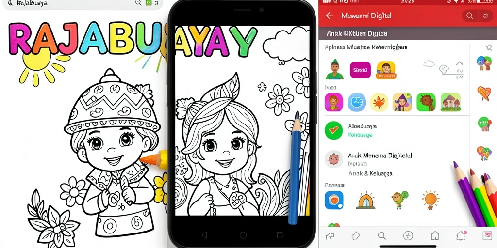Antarmuka aplikasi RAJABUAYA dengan berbagai pilihan mewarnai.