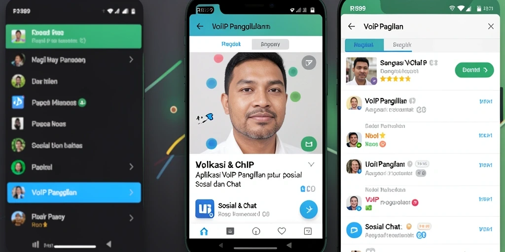 Tampilan antarmuka aplikasi RI889 dengan fitur VoIP Panggilan.