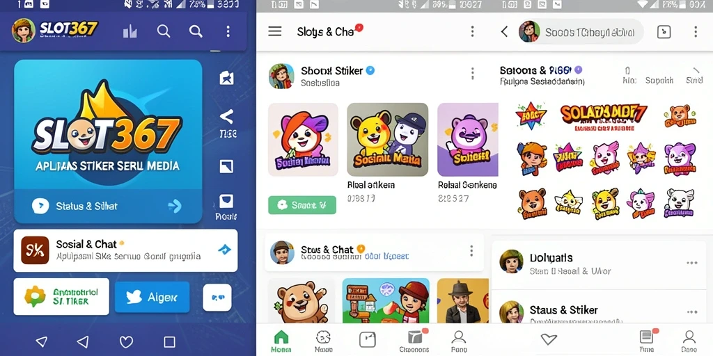 Antarmuka aplikasi SLOT367 yang menarik dengan berbagai pilihan stiker.