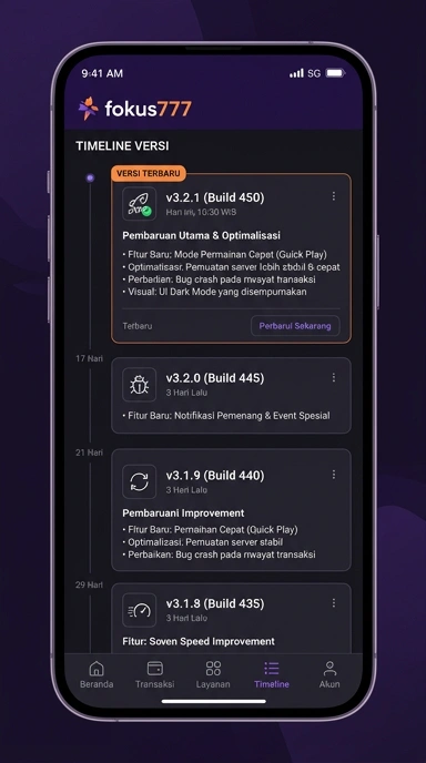 Riwayat Versi Terbaru Aplikasi fokus777
